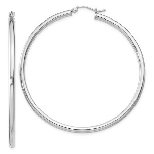 Black Bow Jewelry 2.5mm, Sterling Silver, Classic Round Hoop Earrings - 55mm (2 1/8 In.) - 1 of 4