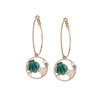 SOHI Women's Emerald Green The Under-The-Sea Hoop Earrings