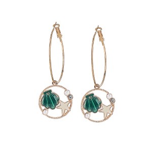 SOHI Women's Emerald Green The Under-The-Sea Hoop Earrings - 1 of 4