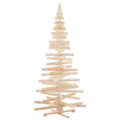 vidaXL Christmas Trees with Stand Natural 82.7" Solid pine wood