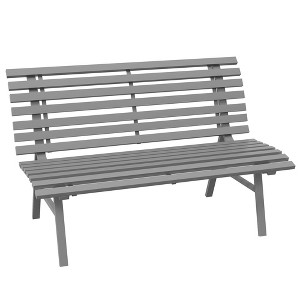 Outsunny 48.5" Garden Bench, Outdoor Patio Bench, Aluminum Lightweight Park Bench with Slatted Seat for Lawn, Park, Deck - 1 of 4