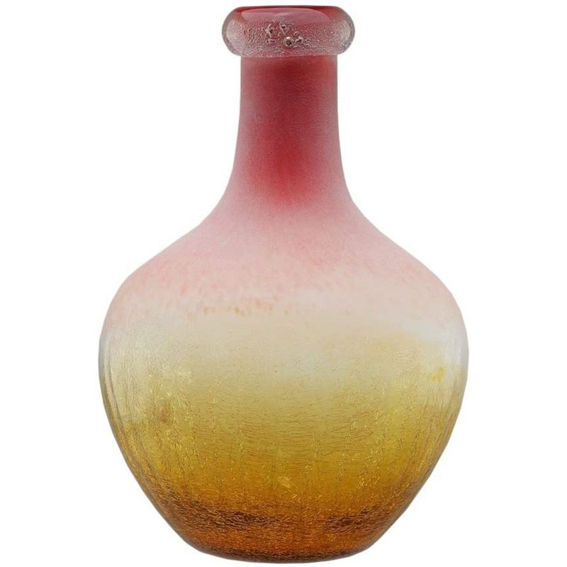 Northlight 12.25" Crackled Frosted Hand Blown Glass Vase - Yellow/Pink, 3 of 4