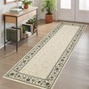 Washable Floral Print Geometric Bordered Rugs for Living Room, Ultra Thin Non Slip Retro Accent Large Carpet for Bedroom Dining Room - 3 of 4