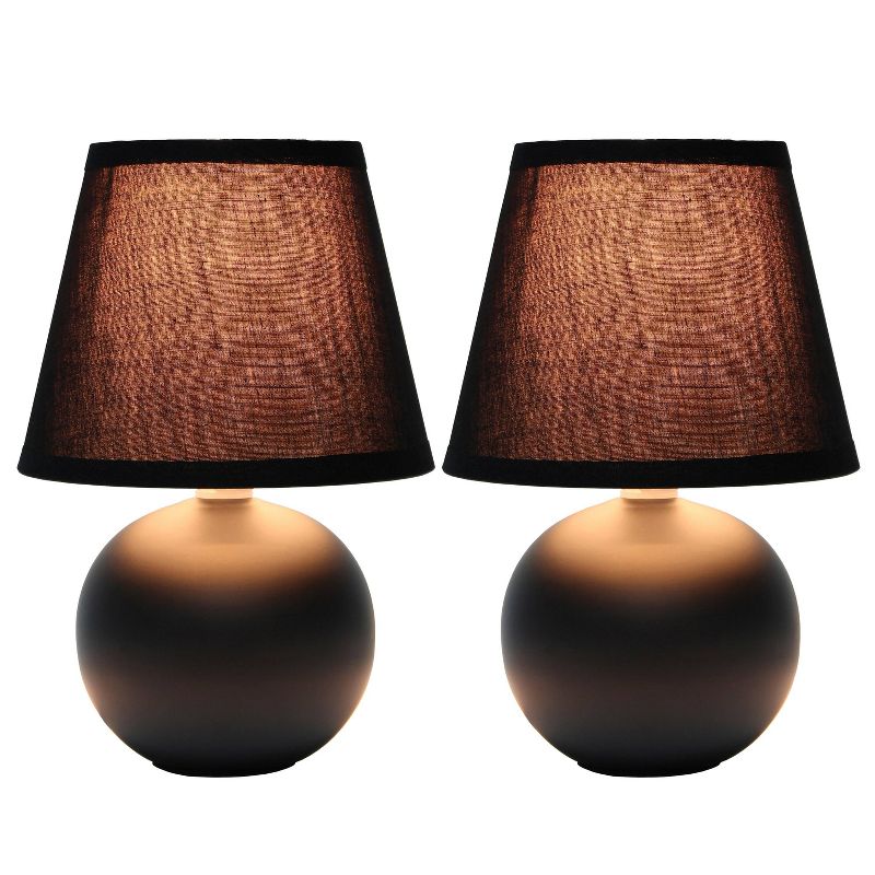 (Set of 2) 8.66" Petite Ceramic Orb Base Bedside Table Lamps with Matching Tapered Drum Shade - Creekwood Home, 3 of 10