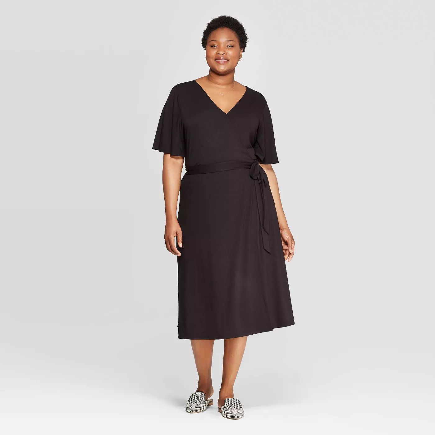 Women's Plus Size Short Sleeve V-Neck Knit Wrap A-Line Dress - Ava & Vivâ¢ - image 1 of 3