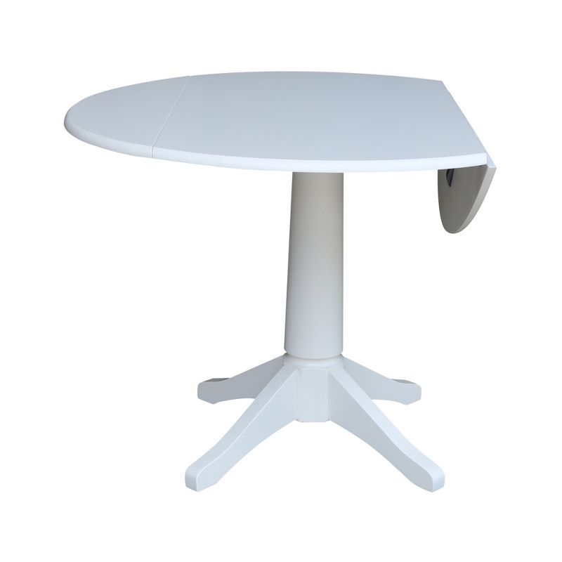 42" Nina Round Top Dual Drop Leaf Pedestal Table White - International Concepts, 4 of 10