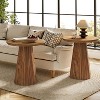 Tribesigns Solid Wood End Table, 19" Round Side Table with Fluted Base, Small Bedside Table for Living Room, Small Space, Brown - 2 of 4