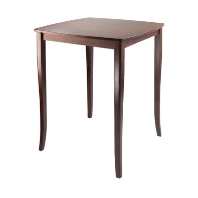 Walnut 3-Piece Square Pub Set with V-Back Chairs