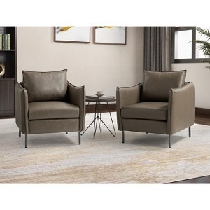 Set of 2 Felix Upholstery Livingroom Vegan Leather Armchair with Metal Legs | KARAT HOME - 1 of 4