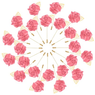 Unique Bargains Ribbon Alloy Outdoor Irregular Flower Lapel Pin 24 Pcs