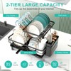 HONGGE Black 2 Tier Dish Drying Rack with Drainboard Stainless Steel Large Capacity Kitchen Organizer with Utensil Holder and Swivel Spout - 3 of 4