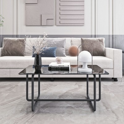 VYNXARIA 1 piece Rectangle Dining Table with Metal Frame, Tempered Glass Dining Table for Kitchen Room