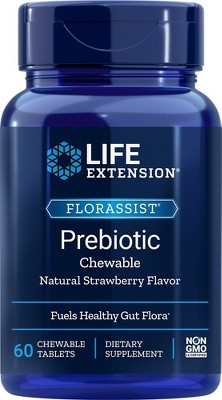 FLORASSIST Prebiotic Chewable -Strawberry by Life Extension  -  60 Chewable