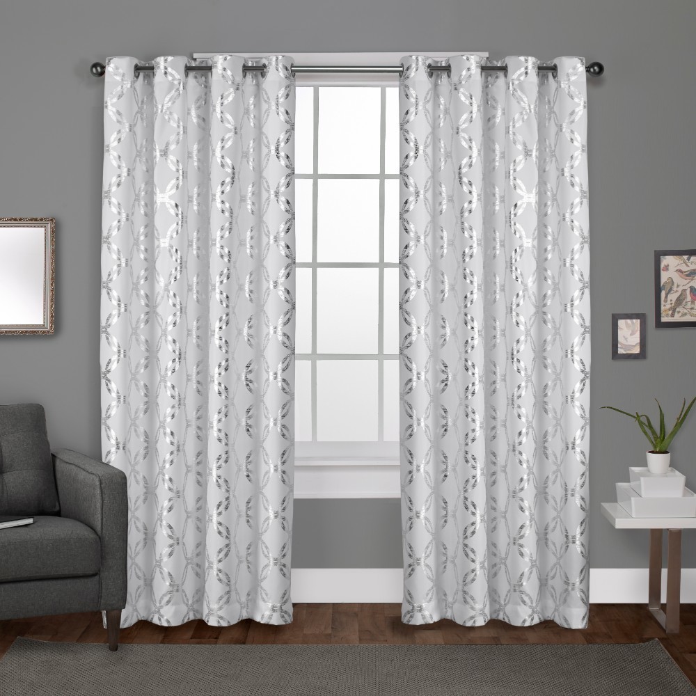 Photos - Curtains & Drapes Set of 2 108"x54" Modo Metallic Geometric Grommet Top Window Curtain Panel