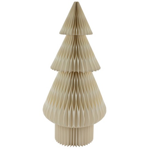 Northlight Tall Paper Accordion Honeycomb Foldable Christmas Tree - 4' - Cream - image 1 of 4