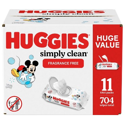 Huggies Simply Clean Baby Wipes - Unscented - 11pk - 704ct