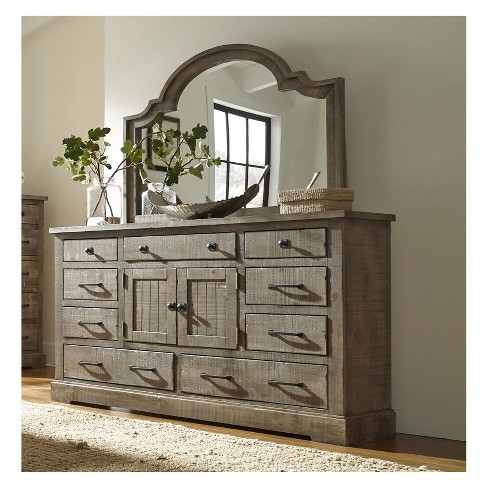 Meadow Door Dresser And Mirror Weathered Gray Progressive Target