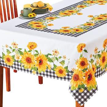 Collections Etc Sunflowers Plaid Tablecloth