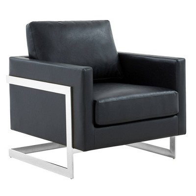 Lincoln Leather Accent Chair with Chrome Steel Frame