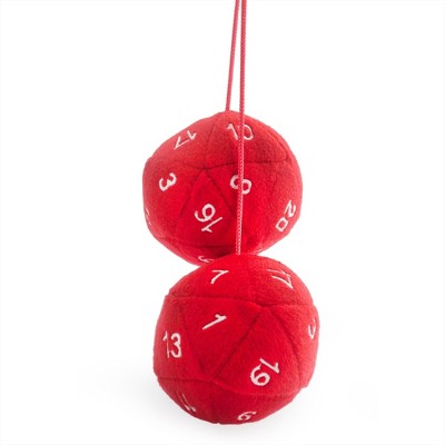 Toy Vault 20-Sided Plush Dice Danglers, Red; D20 Stuffed Dice Dangler Car Decor Ornament