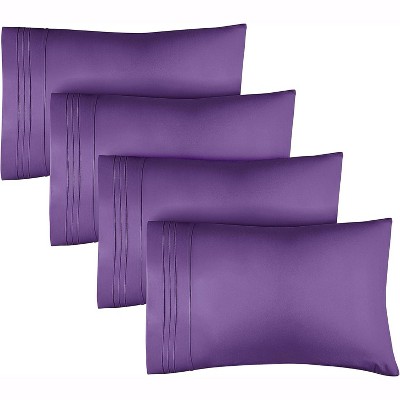 Ultra Soft Solid Pillowcases Set of 4 - Cozy & Breathable 4 Piece Pillow Covers - CGK Linens
