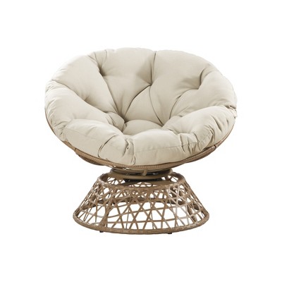 YARDSIGHT Papasan Chair with Large Plush Cushion -Hand-Woven Wicker Base, Cozy Lounge Chair for Living Room, Bedroom, Balcony, or Reading Nook