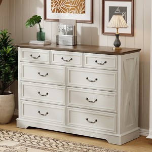 Dyonery farmhouse 9 Drawer Dresser for Bedroom, 52 Inch Wide Modern Dresser TV Stand with Large Drawers & Bar Handles - 1 of 4