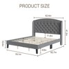 homfan Bed Frame with Wingback Headboard, Upholstered Velvet Platform Bed with Rivets Button Tufted Design, No Box Spring Needed, Easy Assembly - 3 of 4