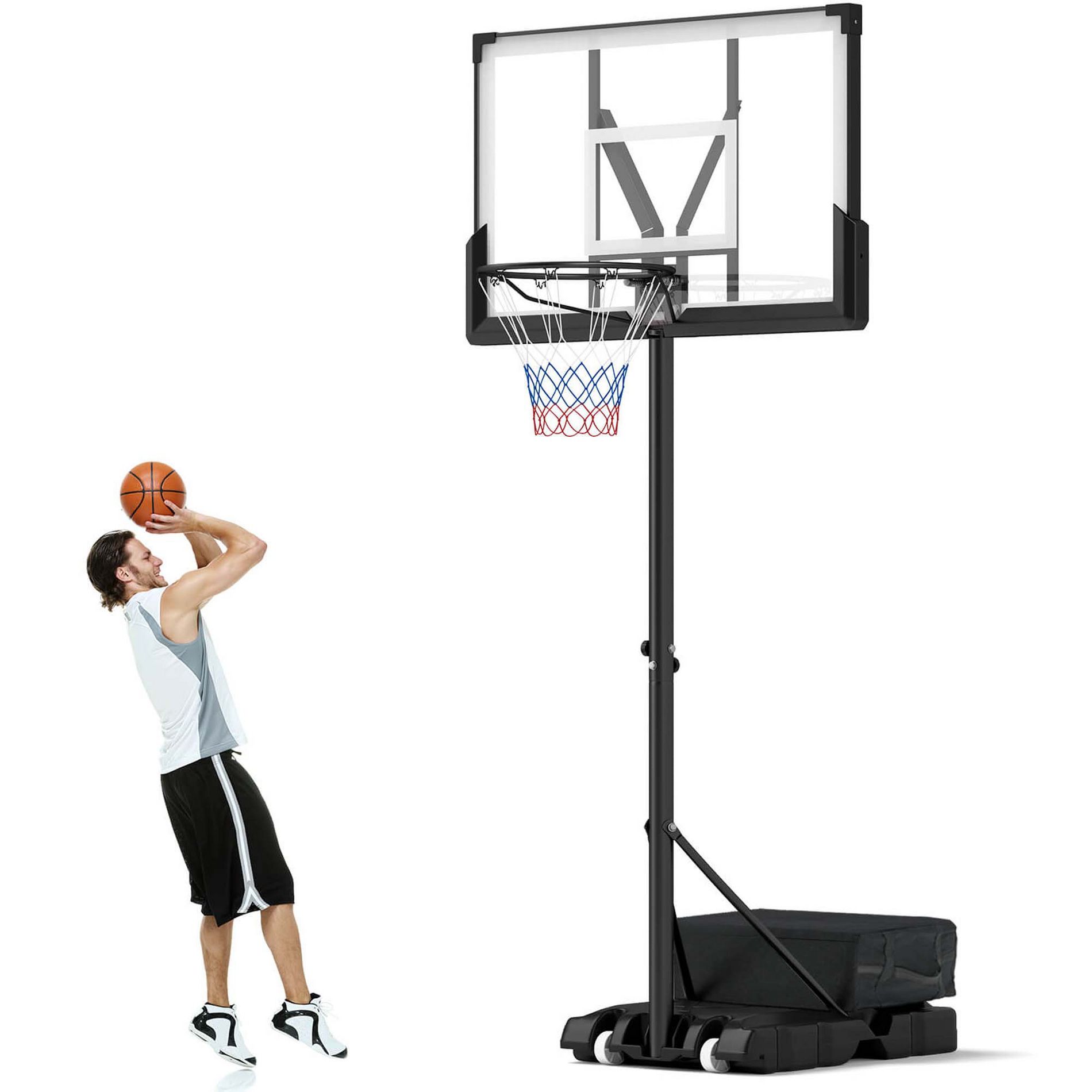Costway Basketball Hoop Outdoor System with 45 Inch Shatterproof PC Backboard Wheels
