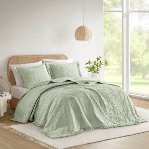 NicBex 3 Pcs Cotton Comforter Set Cozy Bedding Set, Bedspread Set Premium Cotton Poly Blend, 1 Bedspread, 2 Pillow Shams, Machine Washable - 1 of 4