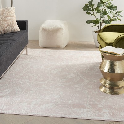 Bloomfield Easy-Care Blue Floral Synthetic 6' x 9' Area Rug