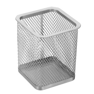 Unique Bargains Metal Large Capacity Square Desk Accessories Mesh Pen Holders - 1 of 4