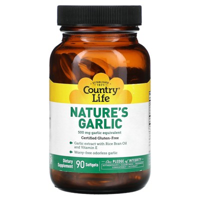 Country Life Nature's Garlic, 500 mg, 90 Softgels