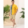 Lars Amadeus Men's Irregular Geometric Color Block Button Down Short Sleeve Shirts - 4 of 4