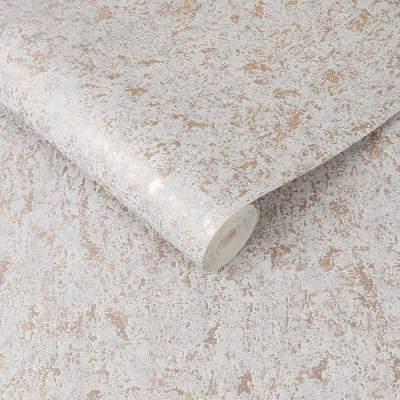 Milan Rose Gold and Grey Textured Wallpaper Roll