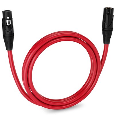 LyxPro 15 ft Red Balanced XLR Cable – 3‑Pin Male‑to‑Female Mic Cord for Studio, Live