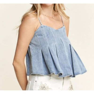 Women's Kenet Front Pleated Denim Tank Top - Madelyn