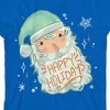 Cartoon Claus Santa Claus With Green Hat Youth Girl's Sky Blue Short Sleeve Crew Neck Tee - 2 of 3