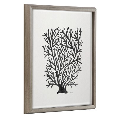 16" x 20" Blake Coral Black by Cat Coquillette Framed Printed Glass Gray - Kate & Laurel All Things Decor