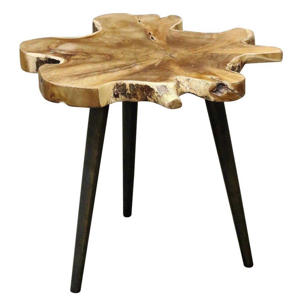 Photos - Coffee Table Lilty Free Form Teak Table with Tapered Metal Legs Natural - StyleCraft