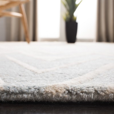 Hand-Tufted Cambridge Navy and Ivory Wool 4' Square Rug