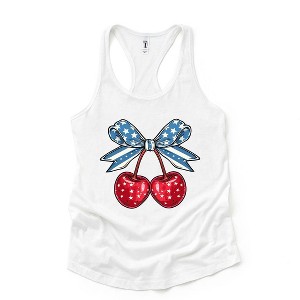 Simply Sage Market Women's Coquette Patriotic Cherries Graphic Racerback Tank - 1 of 3