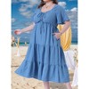 Women's Plus Size Sweetheart Neck Short Sleeve Ruffle Hem Tiered Summer A Line Maxi Flowy Dresses with Pockets - Agnes Orinda - 3 of 4