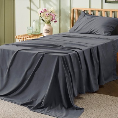 Bedsure | 3/4 Pcs Solid Embossed Soft Sheet & Pillowcase Bedding Set