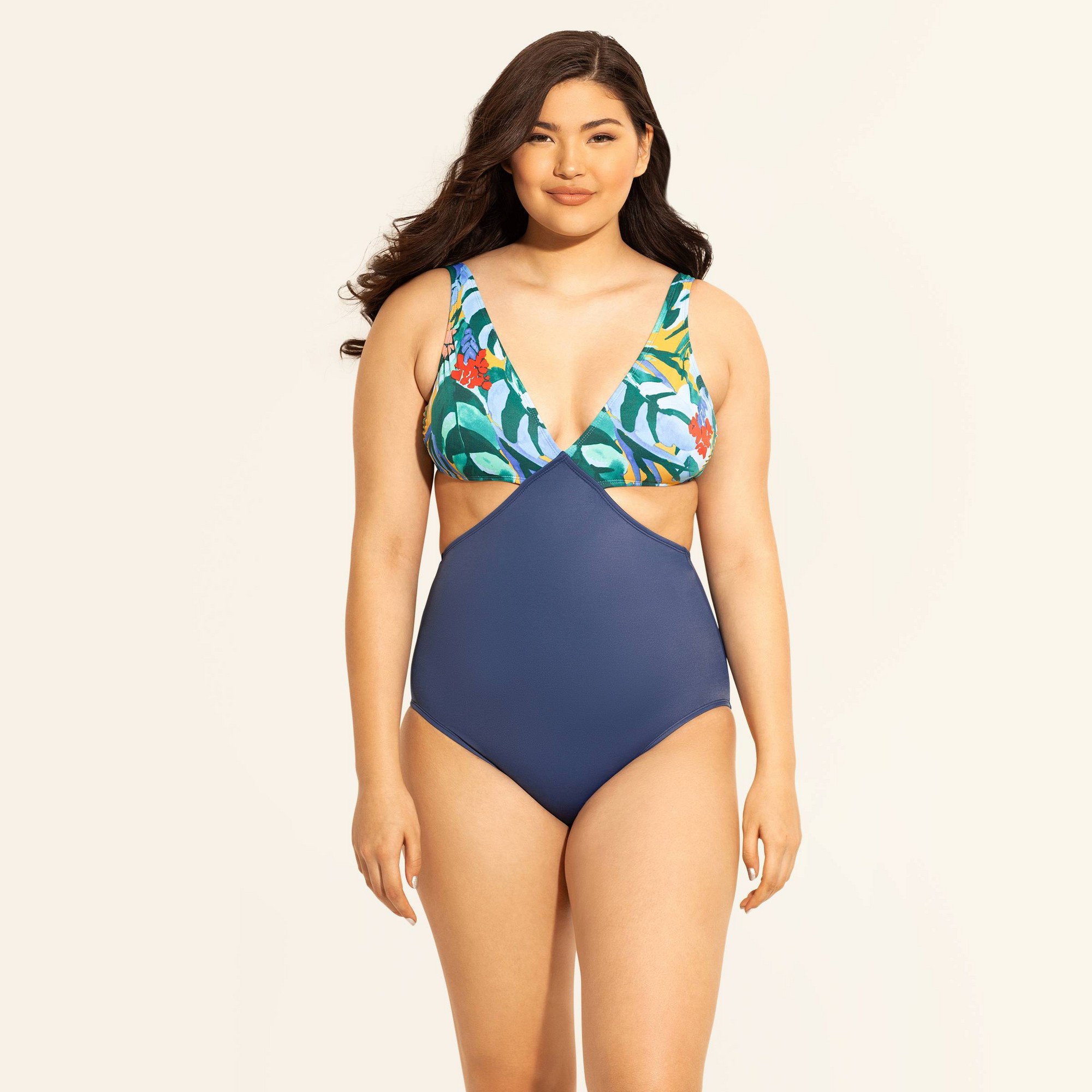 Women's Slimming Control Cut Out One Piece Swimsuit - Beach Betty by  Miracle Brands Navy XL, Blue, by Beach Betty by Miracle Brands