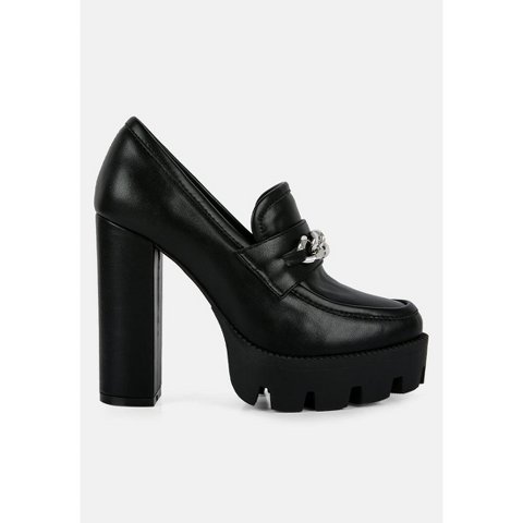 Женские туфли London Rag Womens Y2K Chunky High Block Heeled Loafers 9