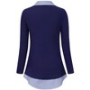 Women's Short Sleeve V-Neck Contrast Collared Shirts Patchwork Work Blouse Tunics Tops - 2 of 4