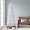 7.5ft Pre-lit Artificial Christmas Tree White Slim Forest Fir - Puleo: Incandescent Lights, Hinged Branches - 4 of 4