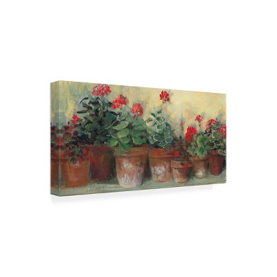 Trademark Fine Art -Carol Rowan 'Kathleens Geraniums' Canvas Art