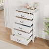 Garvee Farmhouse 5 Drawer Dresser for Bedroom, Tall Wood Storage Chest with Geometric Front, Freestanding Vertical Organizer, White - 4 of 4